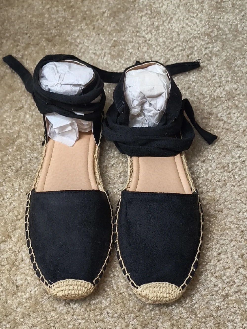 Soda Black Espadrille Tie-Ankle Gladiator Flats Size 7.5 T12 - Picture 1 of 7